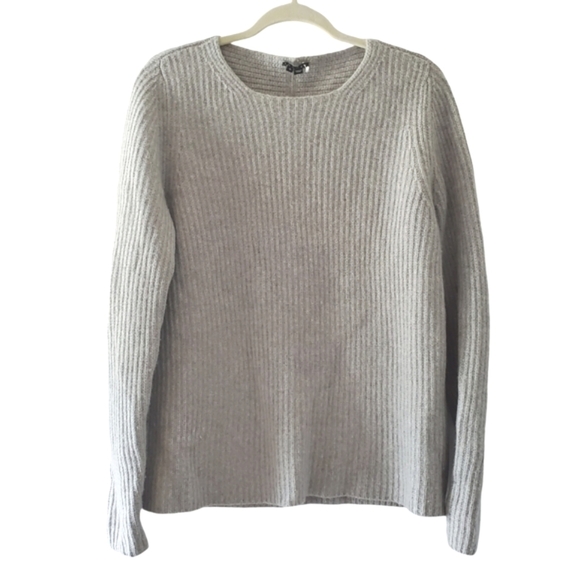 Sweaters - Theory Cashmere Blend Wool Sweater Size L Long Sleeve Ribbed Knit Pullover